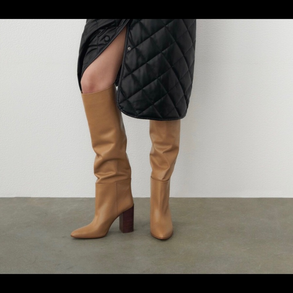 Leather knee high boots